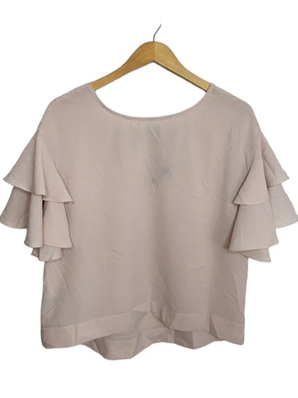 buffalo baby pink chiffon ruffle top